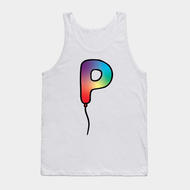 Initial Monogram Balloon Letter P Tank Top by murialbezanson